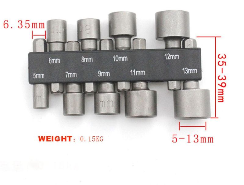 9PCS Power Nut Driver Drill Bit Set Metric Socket Wrench Screw 1/4" Hex Shank