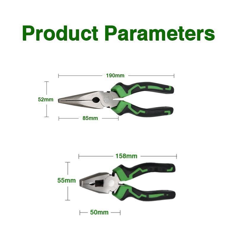 2PCS Set Wire Side Cutter Alicate Hand Tool Pliers Long Nose Diagonal Cutting High Quality Hardware Tools Industrial Combination Pliers