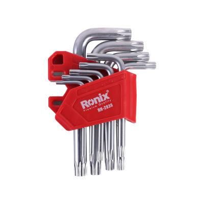 Ronixt10~T50 9PCS CRV Long Hex Allen Wrench Hex Key Magnetic Torx Key