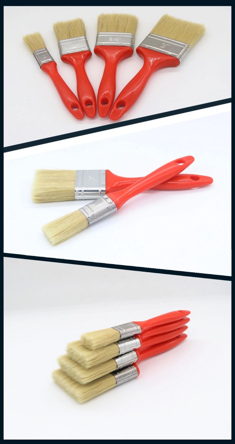 Good Quality White Bristle Material with Red Plastic Handle Paint Brush