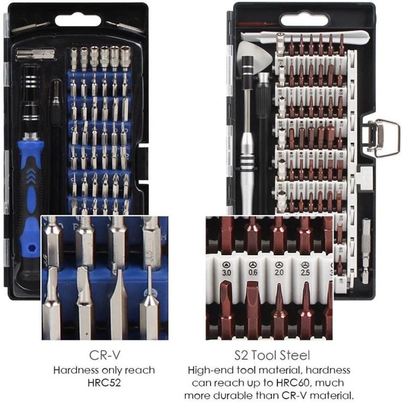 63 in One Multi-Function Toolbox Screw Driver Mechanic Hand Kit Box Set Hardware Drill Repair Cordless Screwdriver Tools for Computer Host Camera Repair