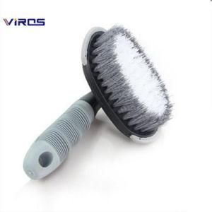 Hard PP Hair Short Rubber Handle Gray Car Auto Detailing Tire Brush