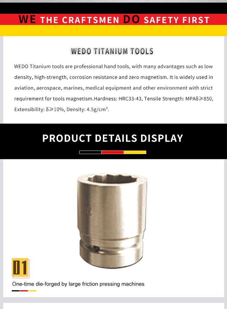 WEDO 3/4" Titanium Socket High Quality Impact Socket Non-Magnetic Rust-Proof Corrosion Resistan