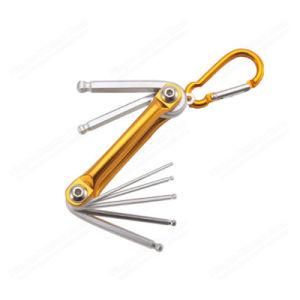 Cr-V 7PCS Folding Ball Hex Key Set Wrench Aluminum Handle Hand Tools