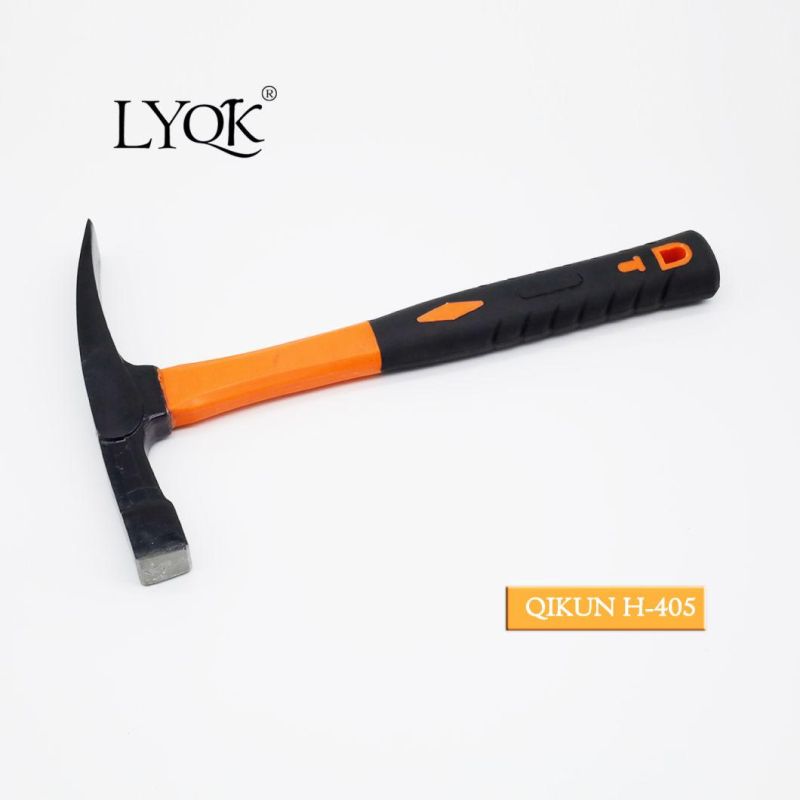 H-404 Construction Hardware Hand Tools Fiberglass Rubber Handle German Type Bricklayer Mason Hammer