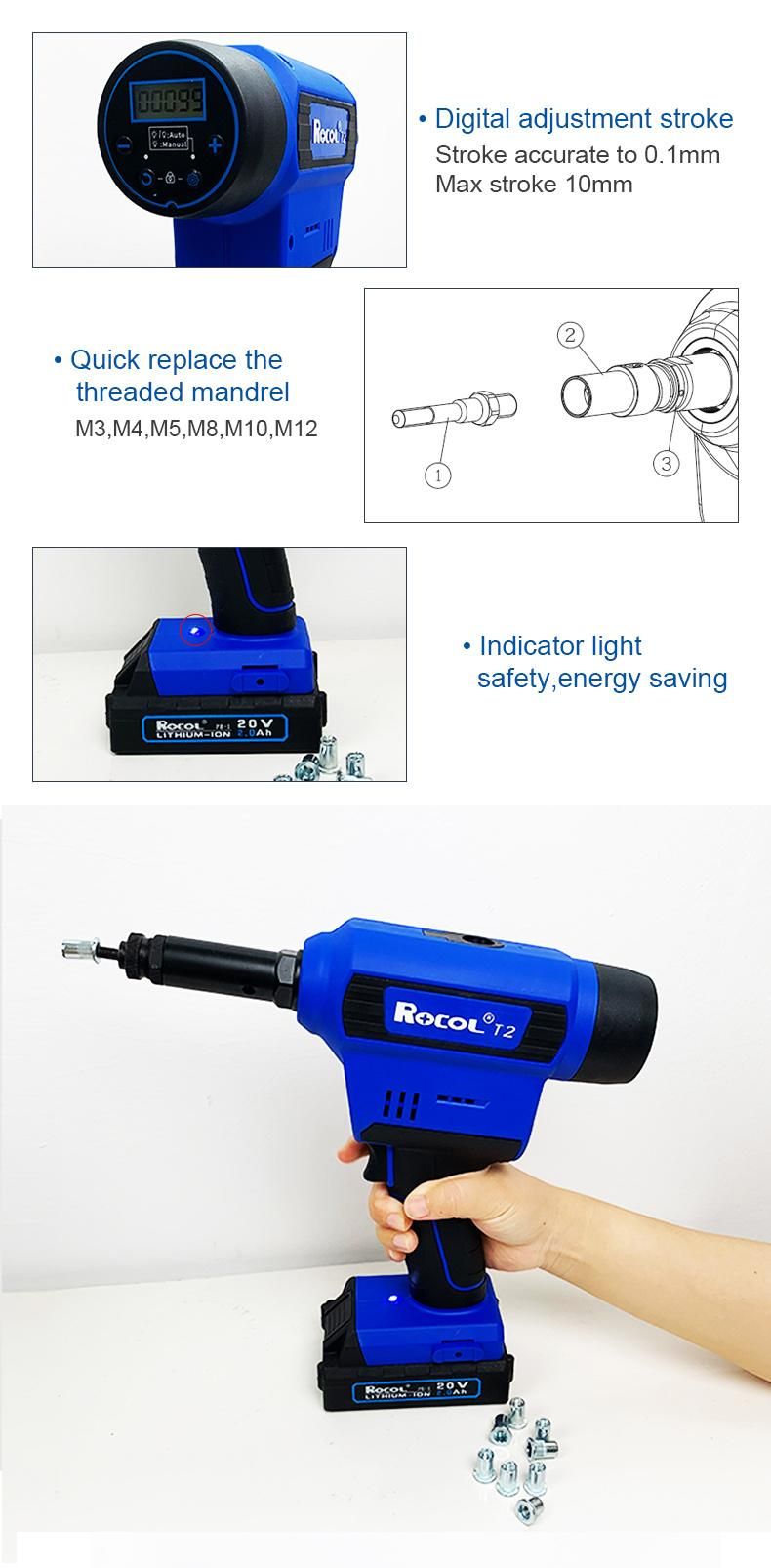 Hot Sale M3 - M12 Nuts 28000n Battery Powered Rivet Nut Tool