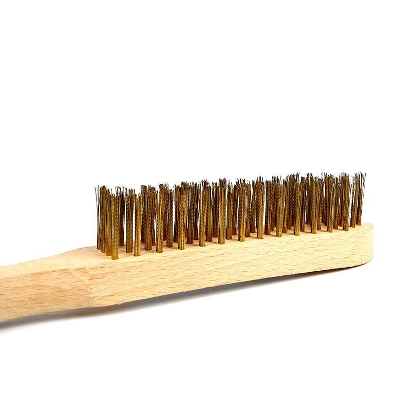 Wooden Handle Soft Steel Brass Coated Wire Brush