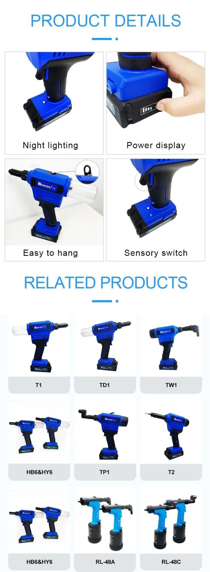 Provide Power Indicator CE Standard Blind Rivets Battery Tool