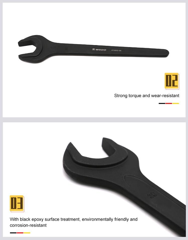 WEDO Jumbo Single Open End Wrench Strong Torque Labor Saving Black-Spray on Surface 40cr Open Spanner
