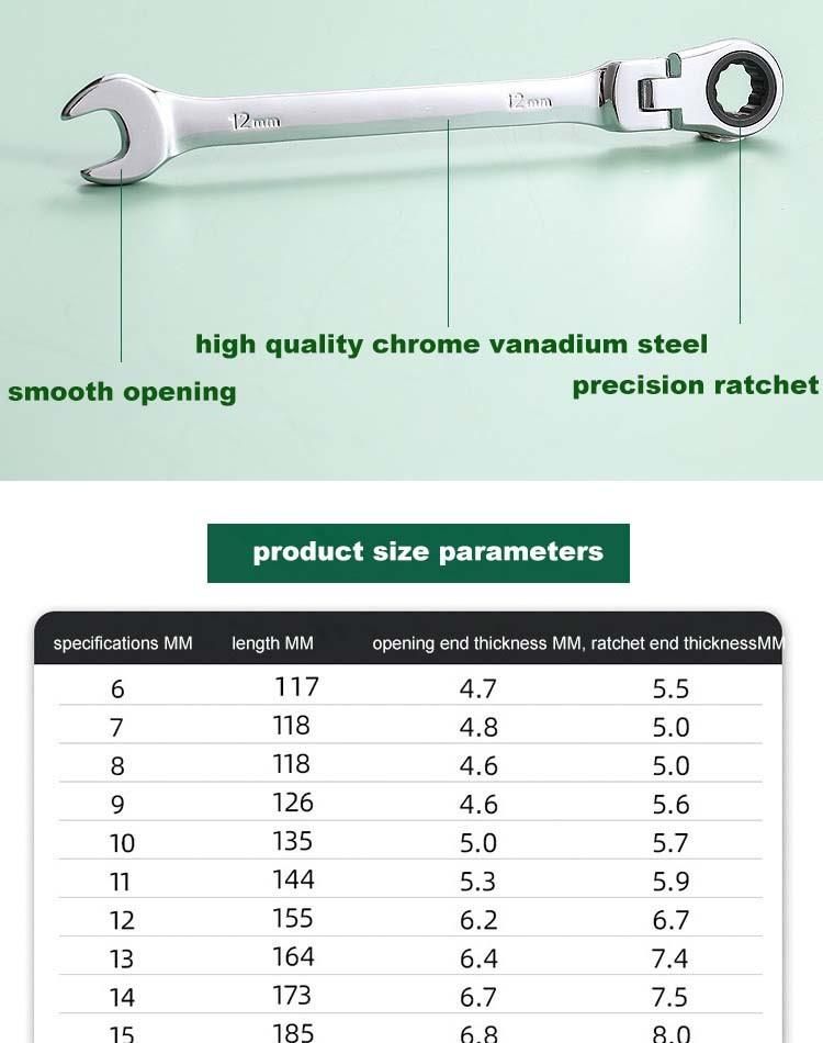 Double-Headed Dual-Use Ratchet Plum Open-End Wrench Set