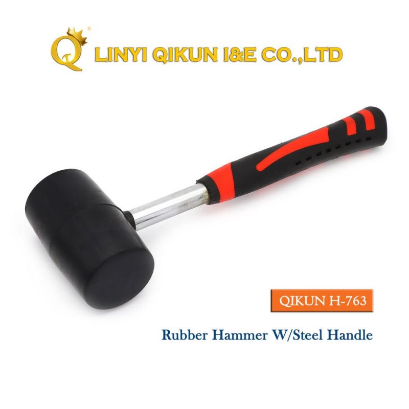 H-754 Construction Hardware Hand Tools Rubber Plastic Hammer with Wooden Handle