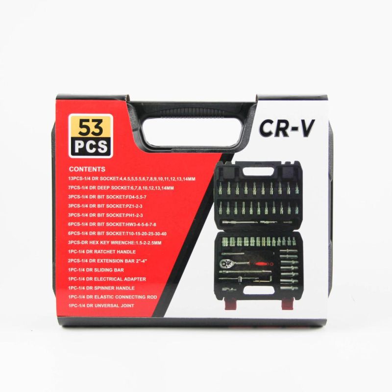 53PCS Cr-V Adjustable Hardware Tool Carbon Steel Ratchet Wrench