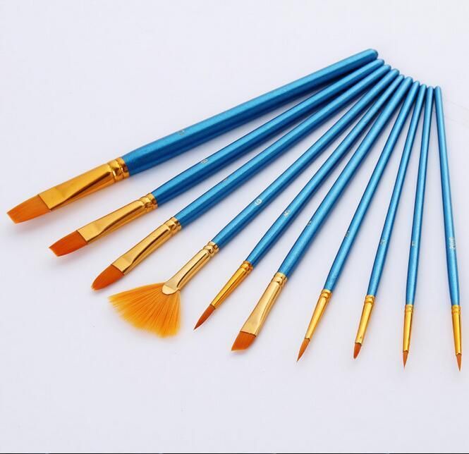 10PCS/Set Watercolor Gouache Paint Brushes Nylon Hair Painting Brush Set