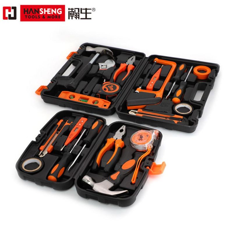 Household Set Tools, Plastic Toolbox, Combination, Set, Gift Tools, Made of Carbon Steel, CRV, Polish, Pliers, Wrench, Hammer, Snips, Screwdriver, 15 Set.