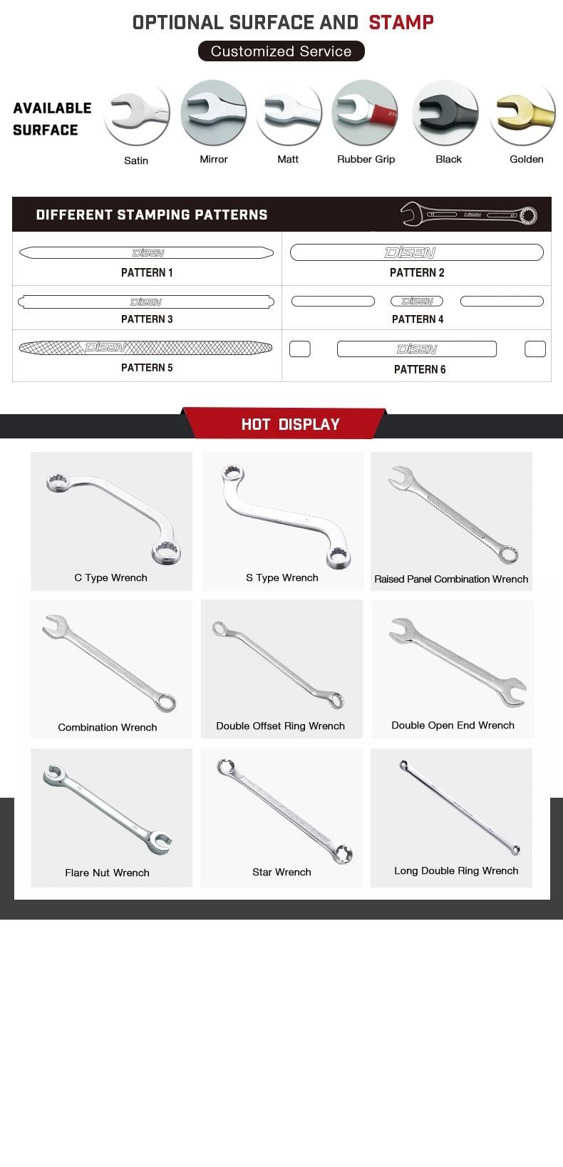 Stainless/ Matt Finish/ Sandy Hand Tool Set Combination Wrench