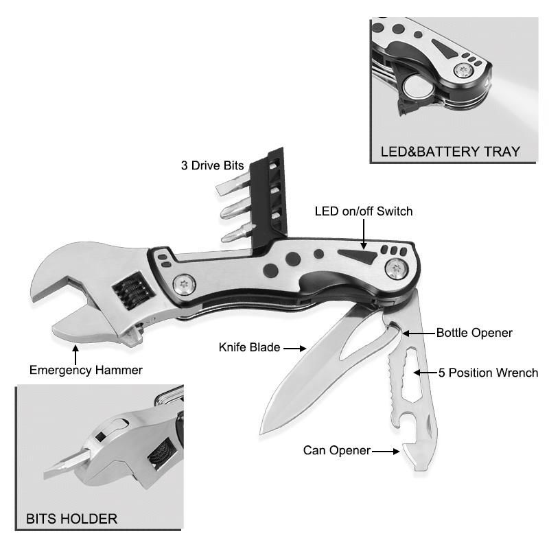 Multifunction Wrench Multi Function Tool with LED Flashlight (#8387)