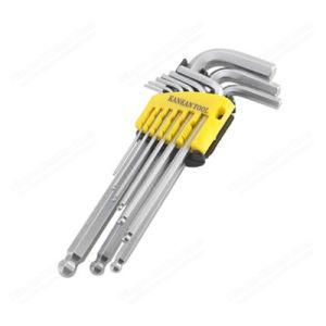 9PCS Medium Long Ball Hex Key Set Wrench Chromed for Hand Tools