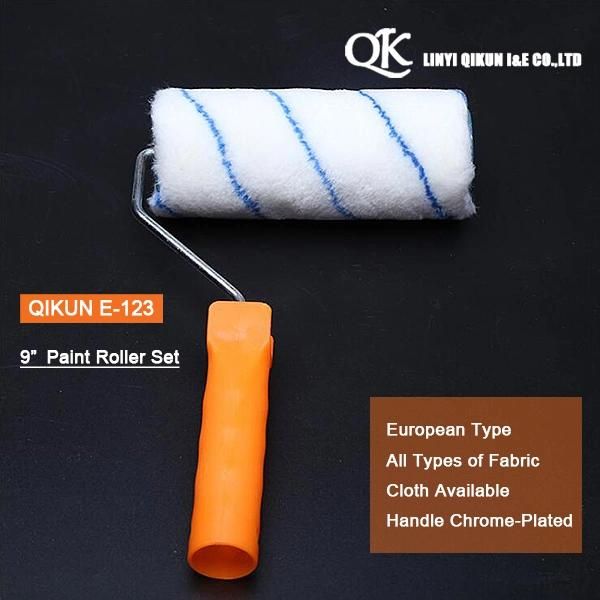 E-122 Hardware Decorate Paint Hand Tools Acrylic Polyester Mixed Yellow Double Strips 9" Paint Roller Brush