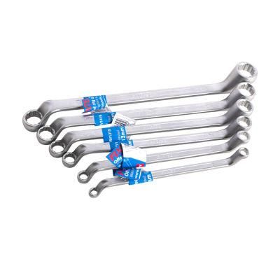 Fixtec Offset Box End Wrench Set 6mm-32mm 75 Degree Long Double Ring Wrench Drop Forged Spanners with Tool Roll Pouch
