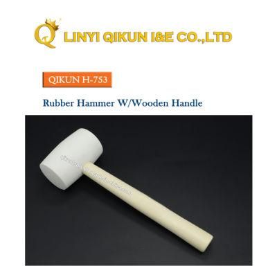 H-753 Construction Hardware Hand Tools Rubber Plastic Hammer with Wooden Handle