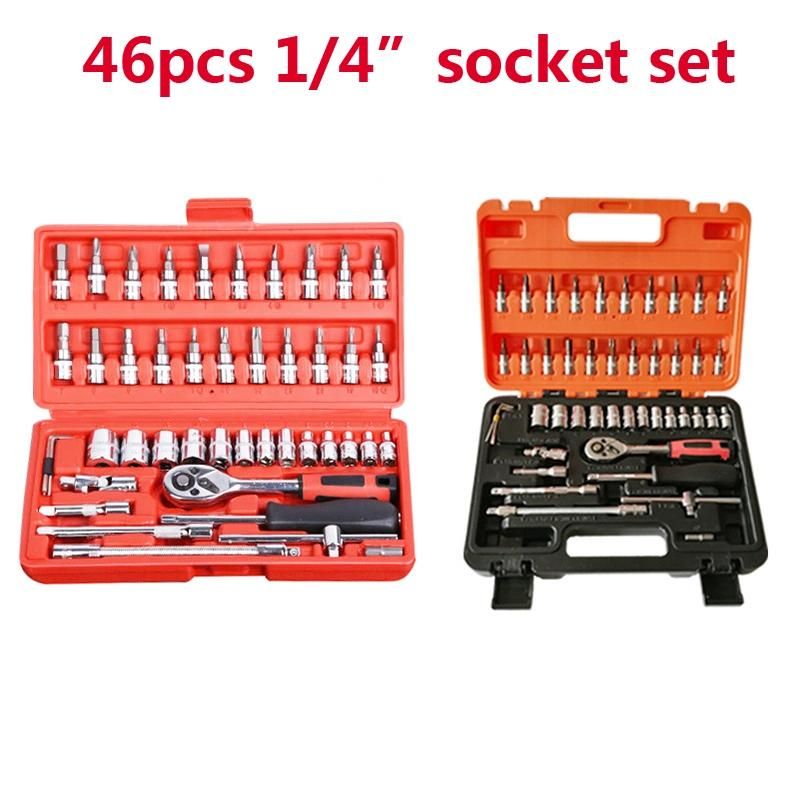 Professional 53PCS 46PCS 1/4" CRV Spanner Socket Set Tool Kit Hand Tools
