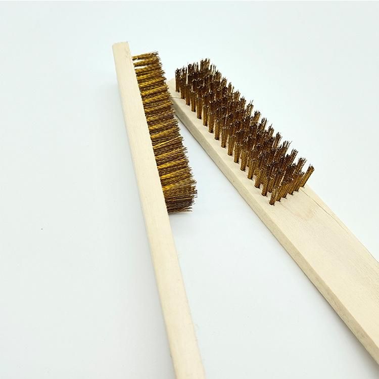 Cheaper Costs Copper Plated Steel Wire Brushes with Wooden Handle