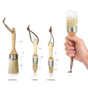 Pig Hair Paint Brush with Wooden Handle in Round Shape