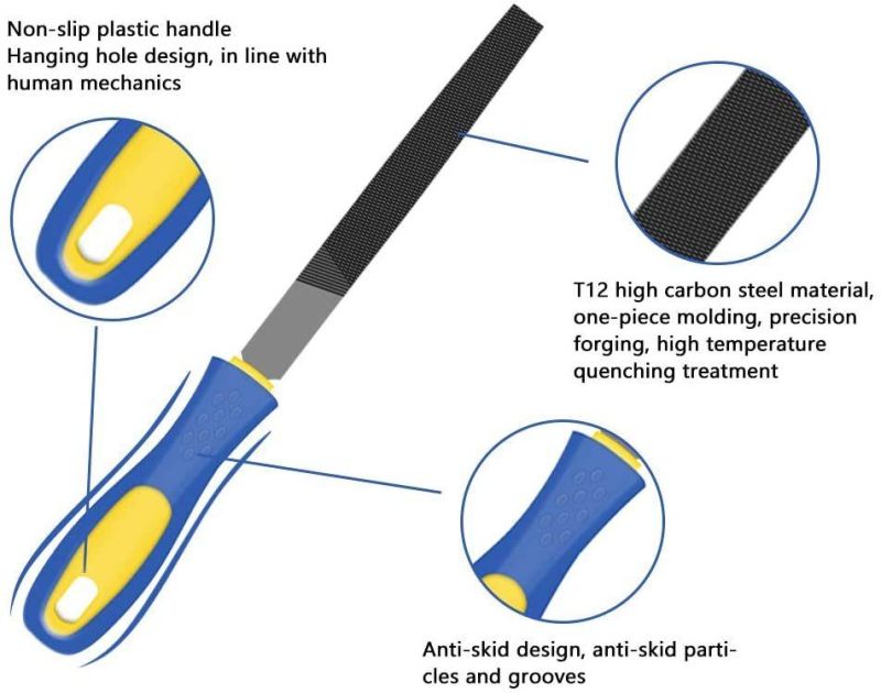 8′′ High Carbon Steel File, Rasp Set with Soft Rubber Non-Slip Handle