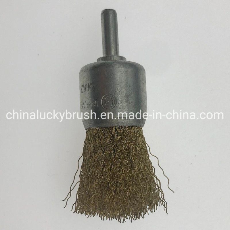 28mm Crimped Brass Coated Steel Wire End Brush (YY-943)