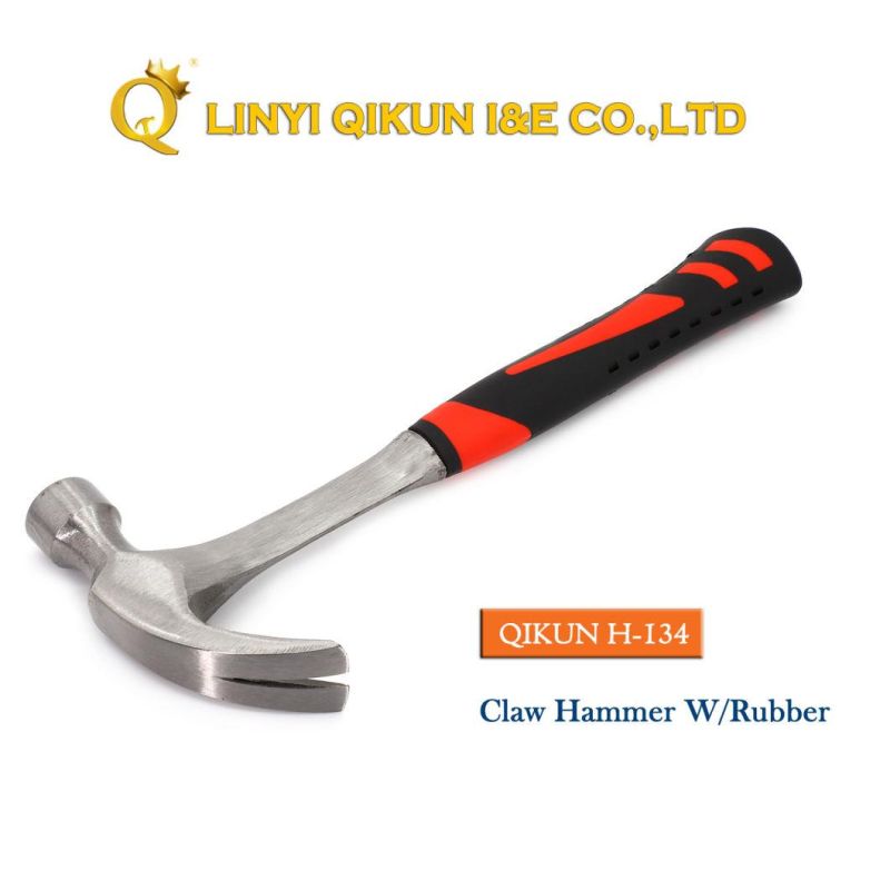 H-128 Construction Hardware Hand Tools Mirror Polished Claw Hammer with Wooden Handle