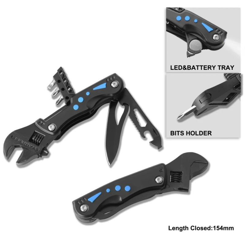 Multifunction Wrench Multitool Multi with LED Flashlight (#8438B)