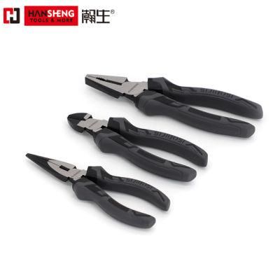 Combination Pliers, Made of Carbon Steel, Pearl-Nickel Plated, PVC Handles, Cr-V, Round Nose Pliers, Diagonal Cutting, 6&quot;, 7&quot;, 8&quot;160mm, 180mm, 200mm