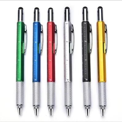 New Arrival Tool Ballpoint Pen Screwdriver Ruler Spirit Level with a Top and Scale Multifunction 6 in 1 Metal Pen