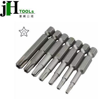 Wholeslase Best Price S2 Material Long Torx Security Screwdriver Bit Sets 100mm Length T8-T40 S2 Steel Torx Security Head Drill Screw Bits