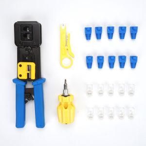 50PCS Pass Through Connector and Boots RJ45 Crimping Tool Set Kit