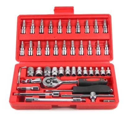 46PCS Carbon Steel Hand Tool Set Ratchet Adjustable Socket Wrench