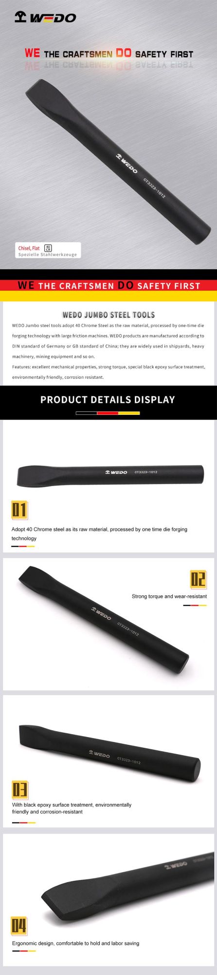 2022 High Demand Wedo Special Steel Tool Flat Chisel