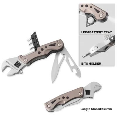 Multifunction Wrench Multitool Utility Tool with LED Flashlight (#8438AS)