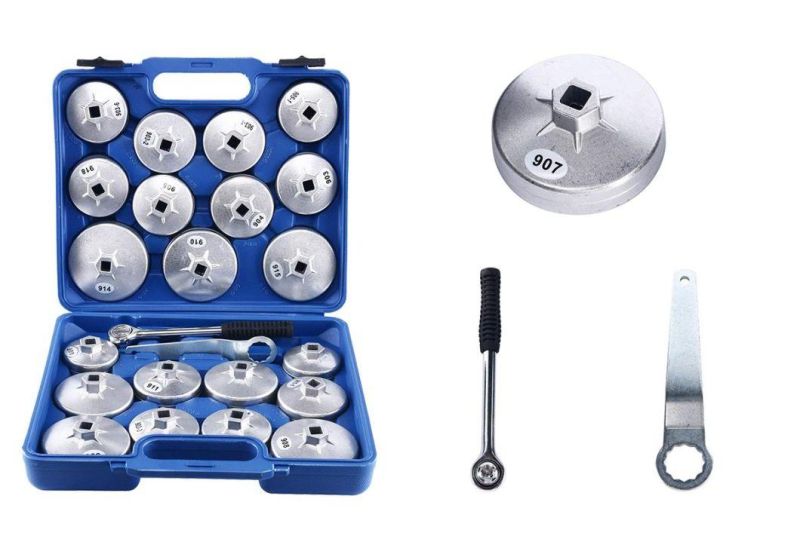 23 PCS Oil Filter Removal Tool Aluminum Oil Filter Wrench Cover Auto Garage Tool Oil Filter Wrench Set Loosen Tighten Cup Holder