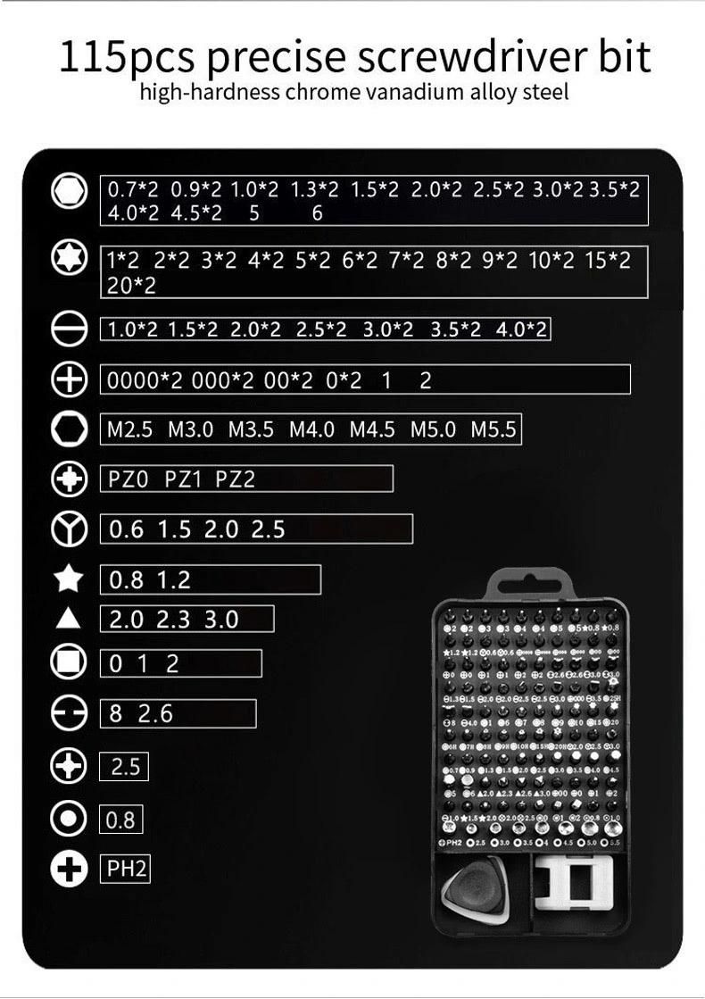 115 in 1 Magnetic Screwdriver Torx Hex Phillips Screw Bits Screwdriver Set