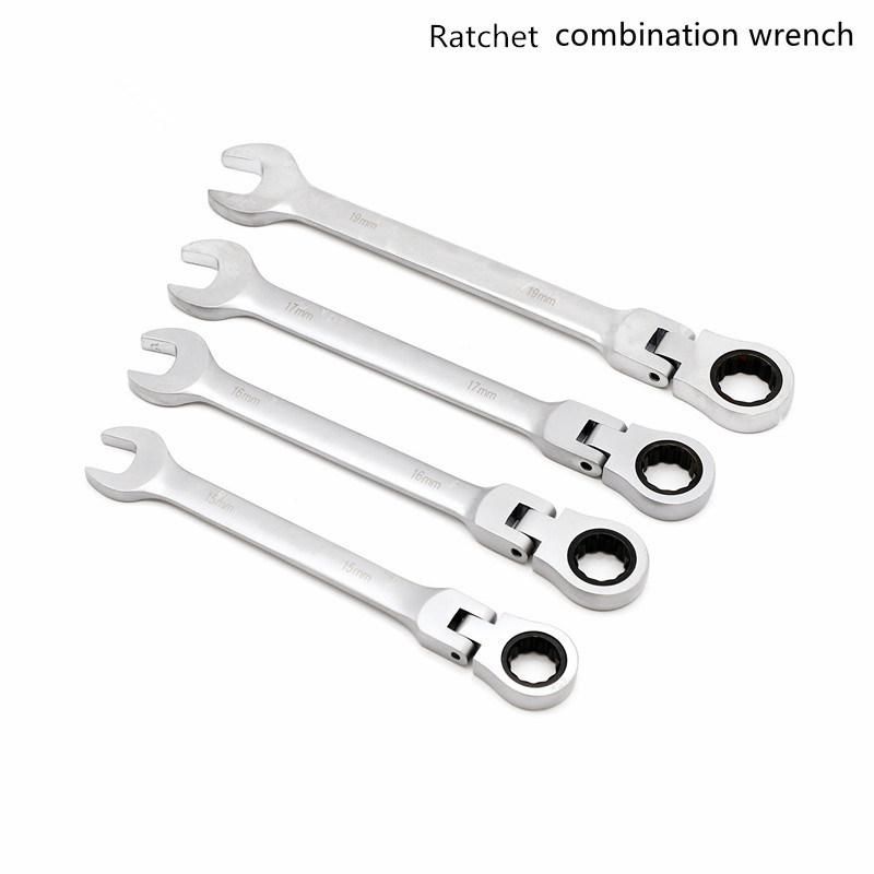 Made of Chrome Vanadium, Ratchet Combination Wrench with Fixed Head