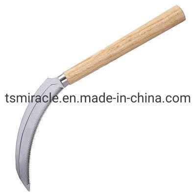 Hot Sales Nigeria Market Steel Sickles Hand Agricultural Tools Palm Grass Farming Sickles with Big Wooden Handle Sickle