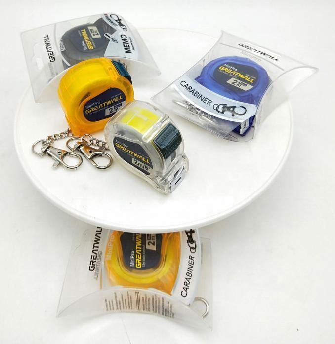 Mini 2m*16mm Gift Tapes Transparent ABS Tape Measure with Keychain Customized Measuring Tape