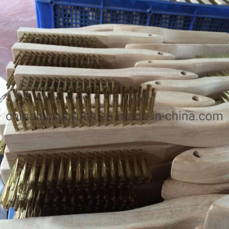 Brass Wire Wooden Handle Cleaning Brush/Wood Base Steel Wire Cleaning or Polishing Hair Brush (YY-754)