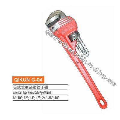 G-04 Construction Hardware Hand Tools Three Bars Polished American Type Pipe Wrench