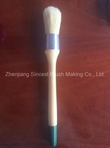 White Bristle Round Brush with Long Wooden Handle