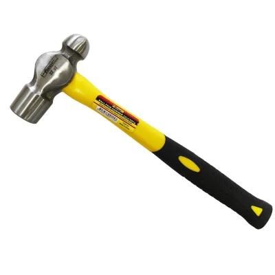 16oz Forged Carbon Steel Ball Pein Hammer with Fiberglass Handle
