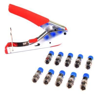 Coaxial Cable RG6 Rg58 Rg59 Wire Stripping Network Cable Crimp Compression Tool Kit with RG6 Connector