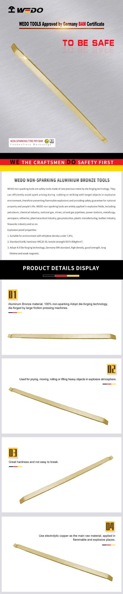 Wedo Aluminium Bronze Alloy Non Sparking Tire Pry Bar