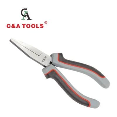 German Type Flat Nose Pliers with Three Color Handle